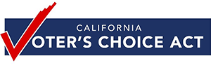 Voter's Choice Act in bold, white font on navy blue background